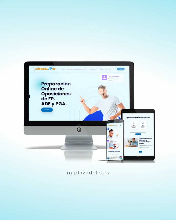 Diseño Web Mi Plaza de FP - Formación online y preparación de oposiciones ADE y PGA