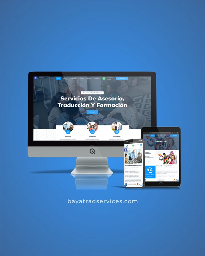 Diseño web en dispositivos del proyecto web Baya Trade Services