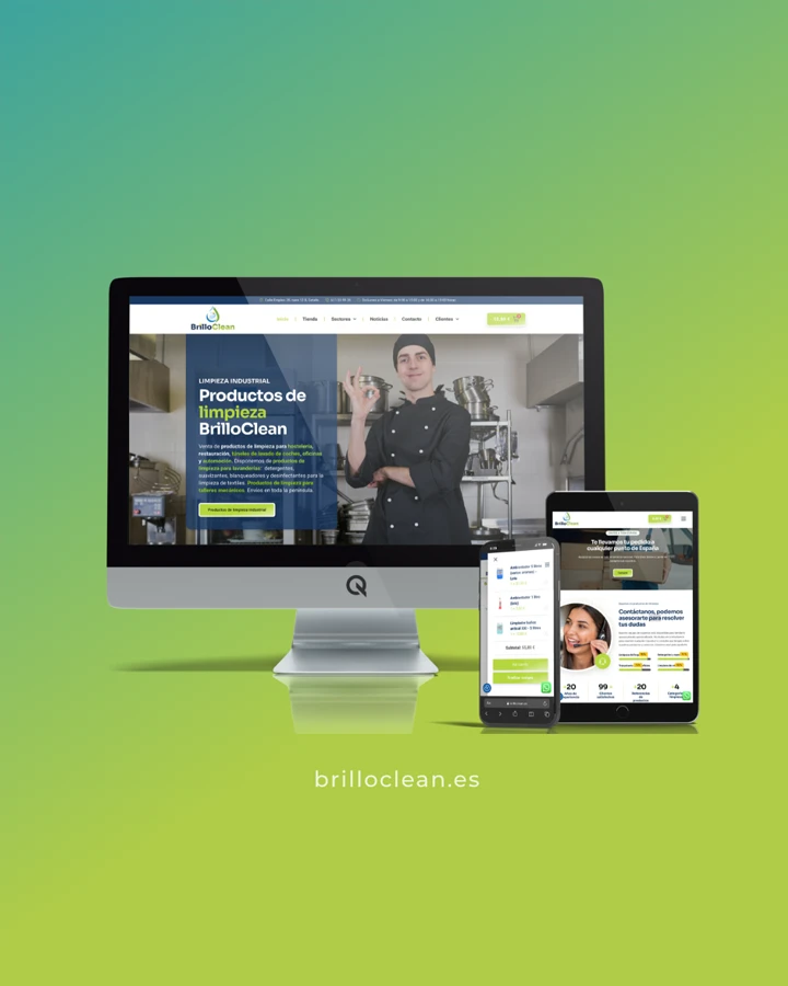 Diseño web en dispositivos del proyecto web Brillo Clean