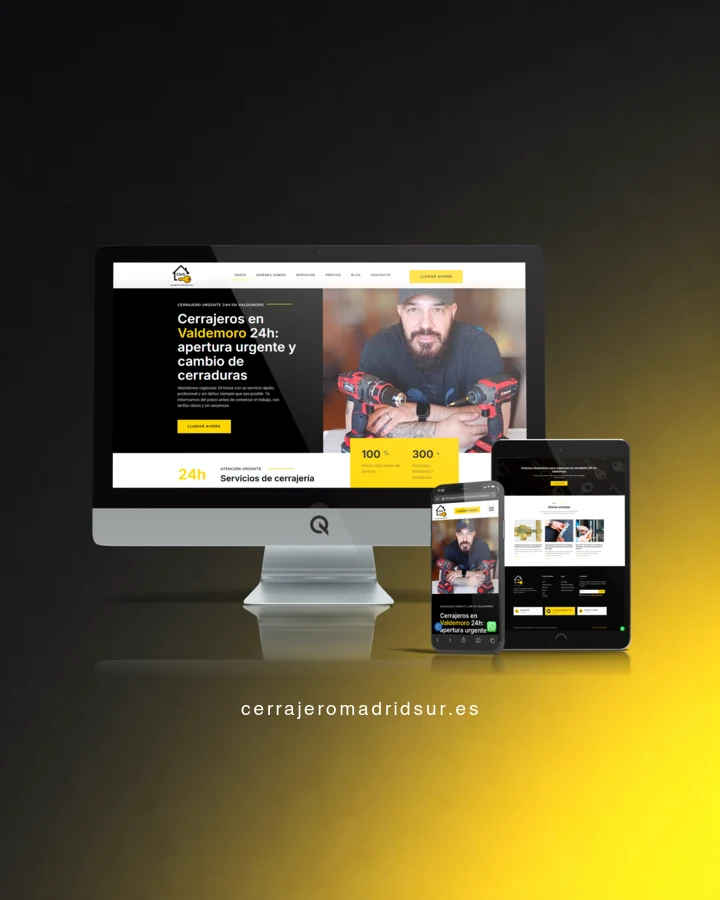 Diseño web en dispositivos del proyecto web Cerrajero Madrid Sur