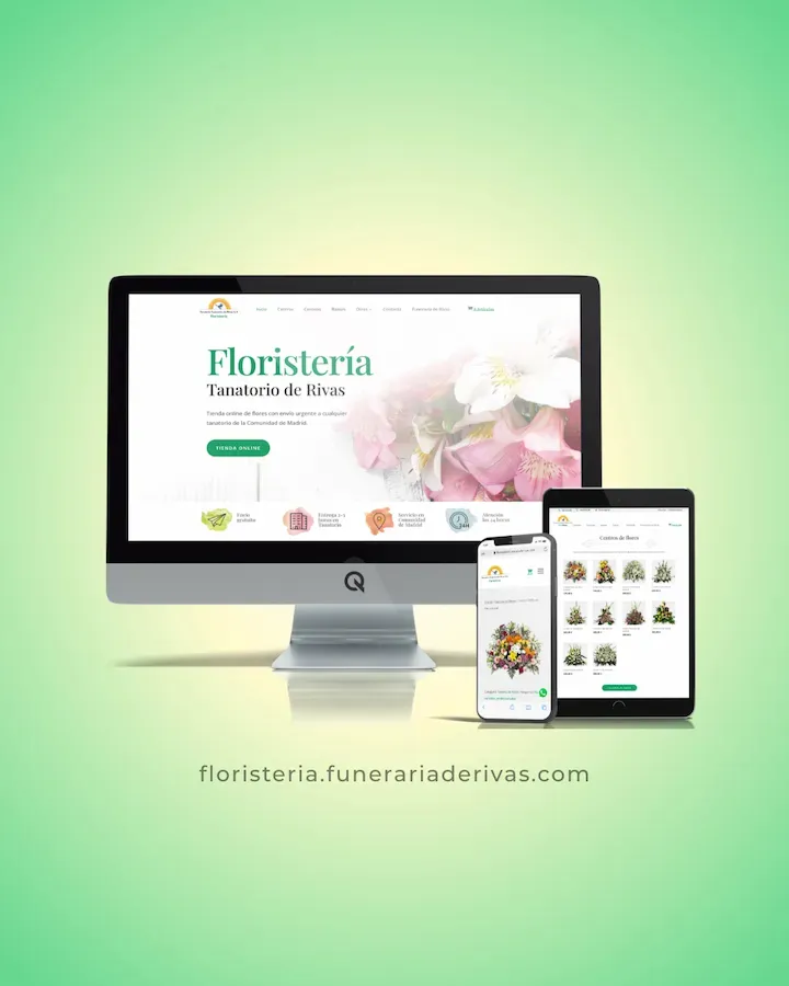 Diseño web en dispositivos del proyecto web Floristería Funeraria Rivas