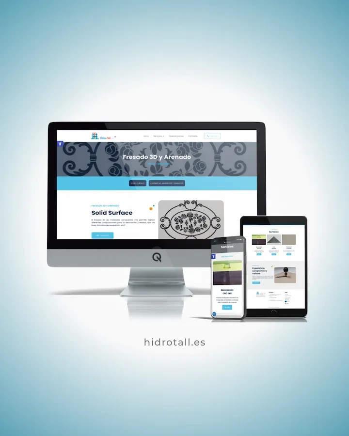 Diseño web en dispositivos del proyecto web Hidrotall