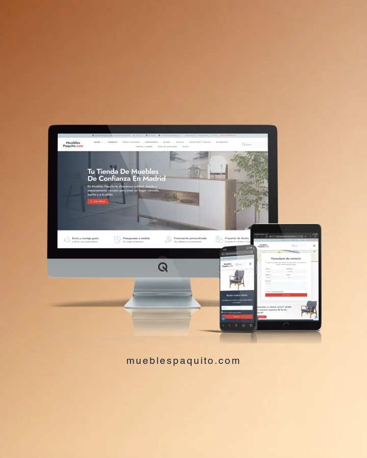 Diseño web en dispositivos del proyecto web Muebles Paquito