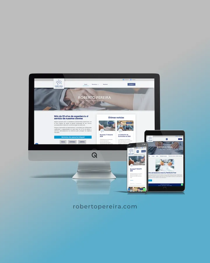 Diseño web en dispositivos del proyecto web Roberto Pereira