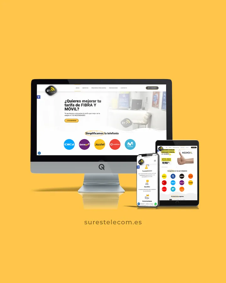 Diseño web en dispositivos del proyecto web Surestelecom