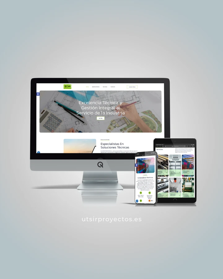 Diseño web en dispositivos del proyecto web Utsir Proyectos